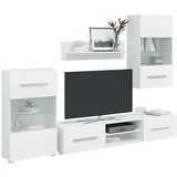 petodijelni tv set regal s led rasvjetom bijeli