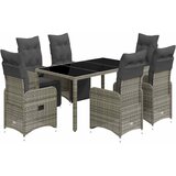 7-dijelni vrtni bistro set od poliratana s jastucima sivi | shoptok.hr
