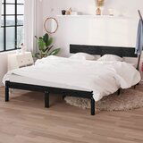 Maison Chic Posteljni okvir - Dvoposteljna postelja - Zakonska postelja črn iz trdne borovine 160x200 cm-J4867, (21774887) | Shoptok.si