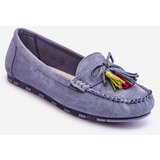 Boto Suede Loafers With Bow And Fringes Blue Dorine | Shoptok.si