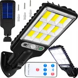 solarna stenska 108 cob led cestna svetilka s pir sezorjem črna + daljinec, (20543984)
