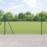 vidaXL varjena žičnata ograja s 13 flanžnimi stebri Zelena 1.2x50 m Jeklo Cene