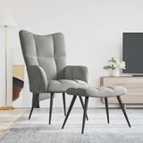  Stolica za opuštanje s osloncem za noge svjetlosiva baršunasta | Eponuda.com
