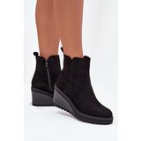 Boto Insulated Ankle Boots On Wedge Made Of Eco Suede Black Mavona | Shoptok.si