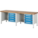 eurokraft pro delovna miza z ogrodjem serije 8, 8 predalov: 4 x 120, 4 x 150 mm, zelo široki, šxg 2500 x 700 mm Cene