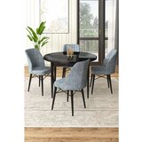 Hanah home Rox - Black Marble, Grey Black MarbleGrey Dining Table & Chairs Set (5 Pieces) | ePonuda.com