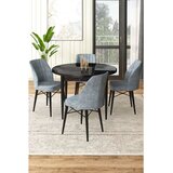Hanah home Set Trpezarijski sto i 4 stolice, sivo-crna | Eponuda.ba