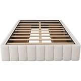 Lumor Oblazinjena postelja 140x200 cm iz žameta brez vzglavja – s predali in letveno podlago – bež, (22151290) | Shoptok.si