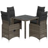 vidaXL Vrtna bistro garnitura 5-delna z blazinami siv poli ratan | Shoptok.si