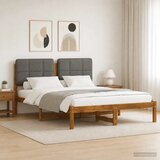  Krevetni okvir s tapiciranim uzglavljem Prirodna i svjetlosiva - Prirodna i svjetlosiva 160 x 200 cm | shoptok.hr