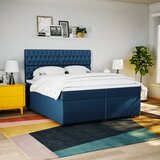  Krevet s oprugama i madracem plavi 200 x 200 cm od tkanine | shoptok.hr