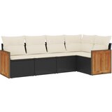 Maison Chic Seti vrtnega pohištva - Vrtna garnitura - Vrtni pohištvo set 5-delna z blazinami črn poli ratan, (21820909) | Shoptok.si