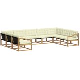 vidaXL Zunanja garnitura za sedenje z blazino 9 pcs Bela in krem, (5000279933) | Shoptok.si