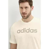 Adidas Bombažna kratka majica moška, bež barva, IS1345