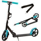  Sklopivi romobil za djecu i mlade – kotači 200 mm, podesiva visina 91–101 cm crno tirkizni | shoptok.hr