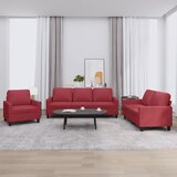  3-dijelni set sofa s jastucima boja vina od umjetne kože | shoptok.hr