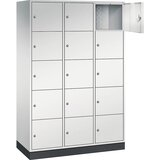 C+P Jeklena omara s predelki z zaklepanjem INTRO, višina predelka 345 mm, ŠxG 1220 x 500 mm, 15 predelkov, korpus svetlo siv, vrata svetlo siva | Shoptok.si