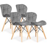 Modern Home Set od 4 baršunaste stolice za blagovaonicu i dnevni boravak - sive Cijene