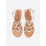 Shelvt White flip-flop sandals with decorations | Shoptok.si