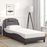  Posteljni okvir z LED lučkami siv 90x200 cm umetno usnje | Shoptok.si