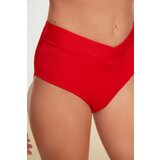 Trendyol Red Textured V Cut High Waist Bikini Bottom | shoptok.hr