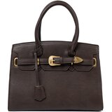Shelvt Dark brown handbag with a decorative buckle in gold u
