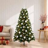 Umjetno božićno drvce s kuglicom 150 cm 150 LED lampica - 150 cm s LED žaruljama i bijelim kuglicama | shoptok.hr