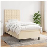  Box spring postelja z vzmetnico krem 90x200 cm blago | Shoptok.si