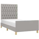  Posteljni okvir z vzglavjem svetlo siv 90x200 cm blago, (20788163) | Shoptok.si