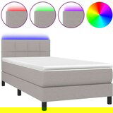  Box spring postelja z vzmetnico LED svetlo siva 80x200 cm blago, (20723976) | Shoptok.si