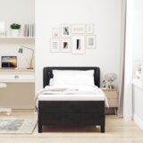 vidaXL Box Spring Krevet s Madracem Crni 90x200 cm Baršun | shoptok.hr