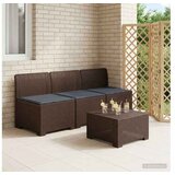 vidaXL Dvosjedni vrtni sofa s jastucima u ratan izgledu 3-sjedalo PP - Smeđa 3 x sredina s svijetlosivim jastučićem | shoptok.hr
