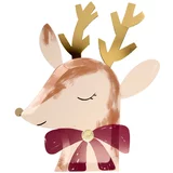 Meri Meri papirnati krožniki die cut reindeer with bow (8 kosov)