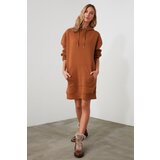 Trendyol Cinnamon Long Oversize Back Printed Knitted Dress  cene