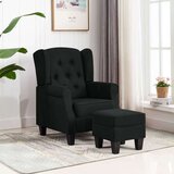 vidaXL Fotelja od tkanine s tabureom crna | shoptok.hr
