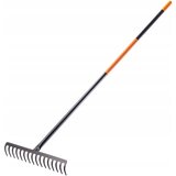 KADAX Grablje za listje, kovinske grablje za travo z ročajem, 154 cm, 16 zob, (5000346303) | Shoptok.si