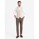 Ombre Fitted elegant men's vest with elastane and lapels - beige | Shoptok.si
