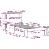 vidaXL Krevet s regalom za knjige bez madraca 90x190 cm od borovine | shoptok.hr