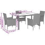  5-dijelni vrtni blagovaonski set s jastucima poliratan i staklo Siva 150 x 90 x 75 cm | shoptok.hr