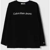 Calvin Klein Jeans Otroška bombažna majica z dolgimi rokavi črna barva