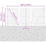 vidaXL Heksagonalna ograja Zelena 1x50 m Jeklo, Ograjne stebri z osnovnimi ploščami 13 kos Ø32mm 110cm Galvanizirano jeklo | Shoptok.si
