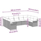  Set od 9 komada vrtnog kauča s jastučićima Crni poli ratan | shoptok.hr
