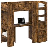  Postelja na podstrešju z mizo Dimljeni oreh 75 x 190 cm, (5000137047) | Shoptok.si