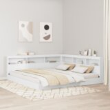 vidaXL Skladiščni naslon s polico z vzglavjem s shranjevanjem Bela 180 cm Konstruiran les | Shoptok.si