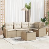 vidaXL 6-dijelni set za vrtno objedovanje s jastučićima smeđi Poly ratan | shoptok.hr
