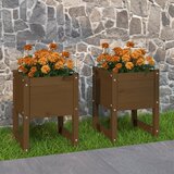 Maison Chic Visoka greda - Greda - Cvetlični Lonec 2 kosa medeno rjava 40x40x52,5 cm trdna borovina, (21789753) | Shoptok.si