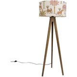 QAZQA Vloerlamp hout met kap multicolor en dierenprint 50cm - Tripod Classic | Shoptok.si