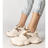 Gemre Beige women's sports sneakers with leopard insert Sandra | Shoptok.si