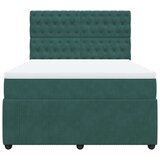 vidaXL Box spring postelja z vzmetnico temno zelen 140x190 cm žamet, (21308624) | Shoptok.si