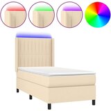  Box spring postelja z vzmetnico LED krem 100x200 cm blago, (20900511) | Shoptok.si